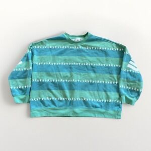 Walt Disney World Sweatshirt Womens L Mickey Spirit Jersey Green Striped Cropped